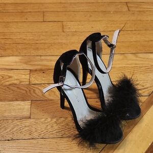 Shoe Republic LA Black Glamorous Feather Heels